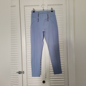 Bershka Women's Light Blue‎ Zip Front Leggings Elastic Waist Size XS LIKE NEW